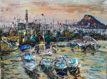puerto pesquero 2 paisaje de china Pinturas al óleo